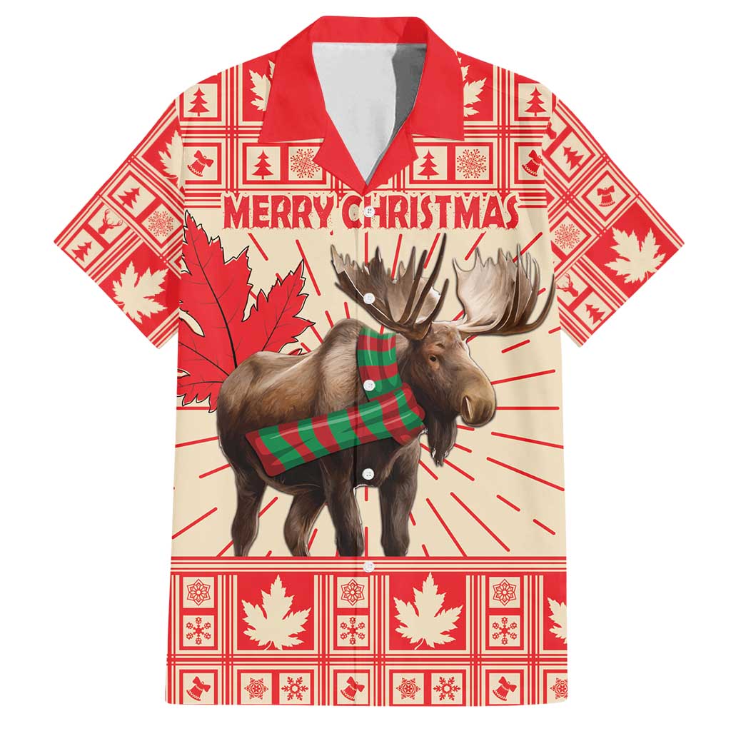 Personalized Canada Moose Family Matching Tank Maxi Dress and Hawaiian Shirt Maple Leaf Christmas Lightning Art - Wonder Print Shop