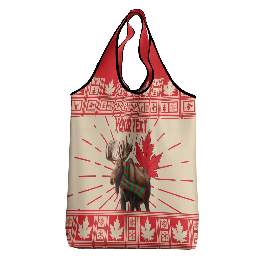Personalized Canada Moose Grocery Bag Maple Leaf Christmas Lightning Art