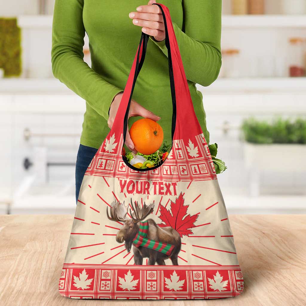 Personalized Canada Moose Grocery Bag Maple Leaf Christmas Lightning Art