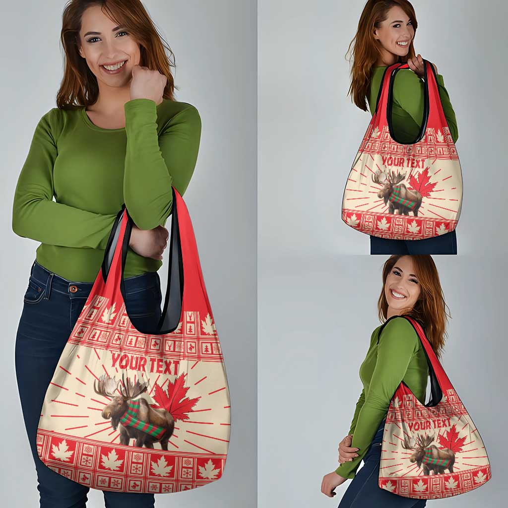 Personalized Canada Moose Grocery Bag Maple Leaf Christmas Lightning Art