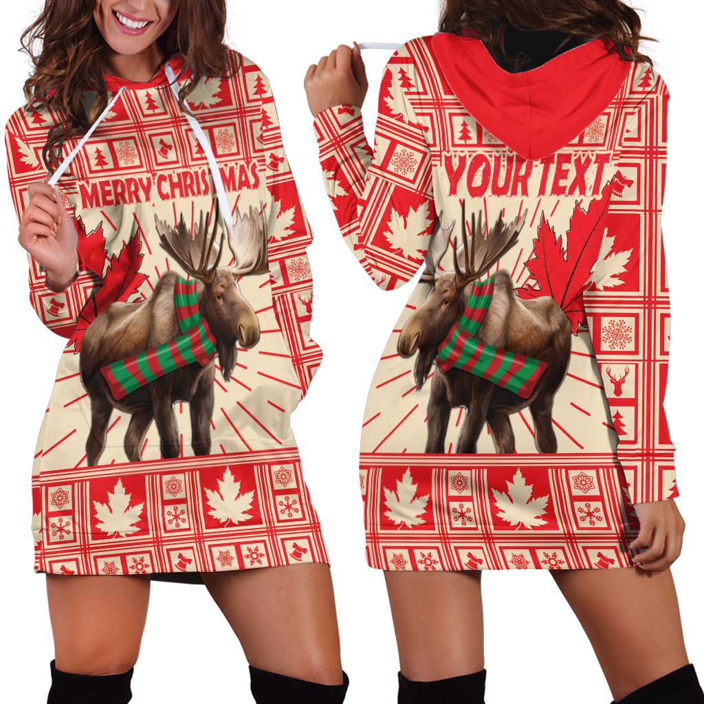 Personalized Canada Moose Hoodie Dress Maple Leaf Christmas Lightning Art - Wonder Print Shop