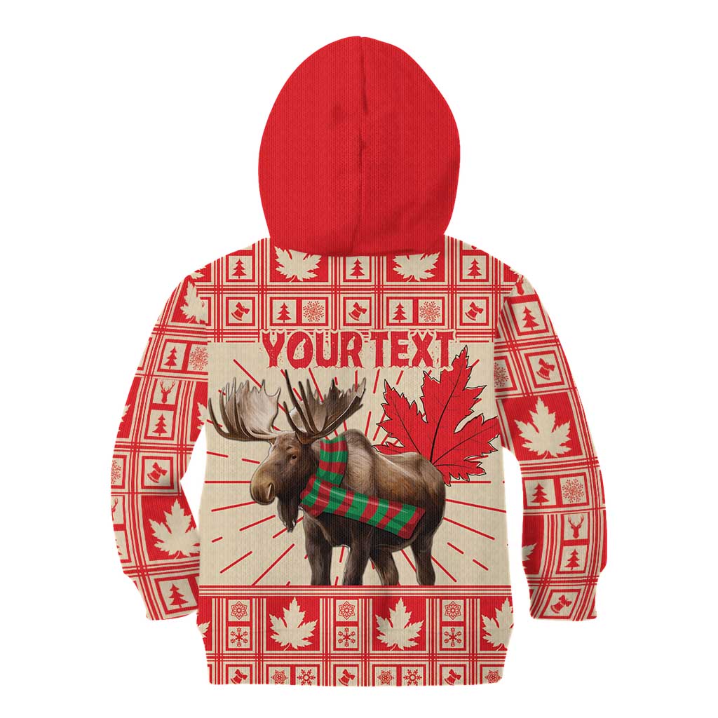Personalized Canada Moose Kid Hoodie Maple Leaf Christmas Lightning Art - Wonder Print Shop