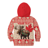 Personalized Canada Moose Kid Hoodie Maple Leaf Christmas Lightning Art - Wonder Print Shop
