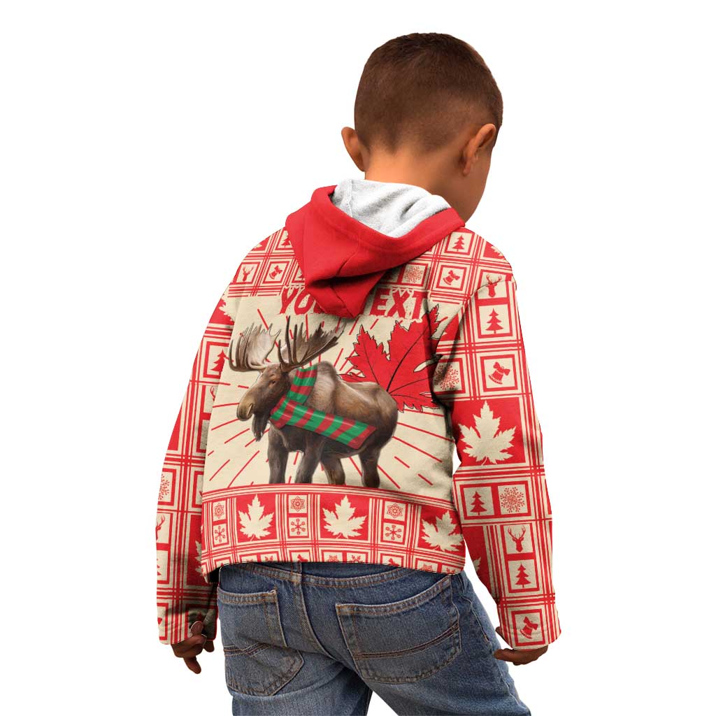 Personalized Canada Moose Kid Hoodie Maple Leaf Christmas Lightning Art - Wonder Print Shop