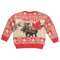 Personalized Canada Moose Kid Ugly Christmas Sweater Maple Leaf Christmas Lightning Art - Wonder Print Shop
