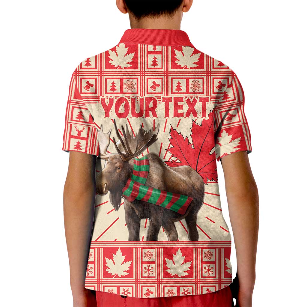 Personalized Canada Moose Kid Polo Shirt Maple Leaf Christmas Lightning Art - Wonder Print Shop