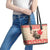 Personalized Canada Moose Leather Tote Bag Maple Leaf Christmas Lightning Art - Wonder Print Shop