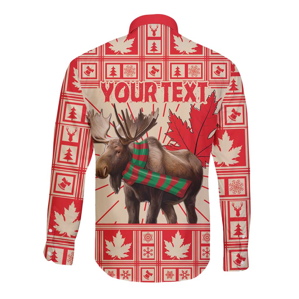 Personalized Canada Moose Long Sleeve Button Shirt Maple Leaf Christmas Lightning Art - Wonder Print Shop