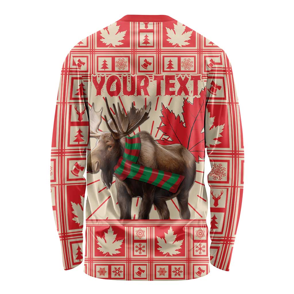Personalized Canada Moose Long Sleeve Shirt Maple Leaf Christmas Lightning Art - Wonder Print Shop