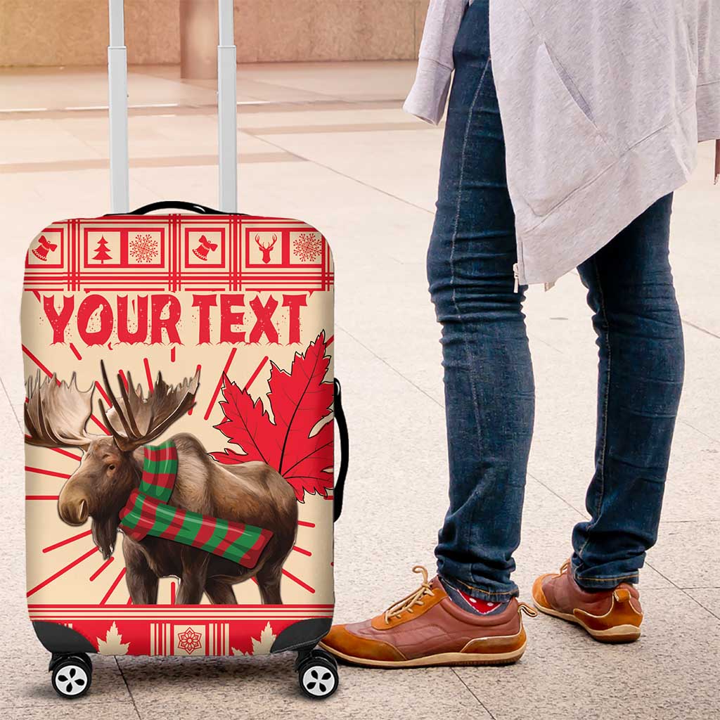 Personalized Canada Moose Luggage Cover Maple Leaf Christmas Lightning Art - Wonder Print Shop