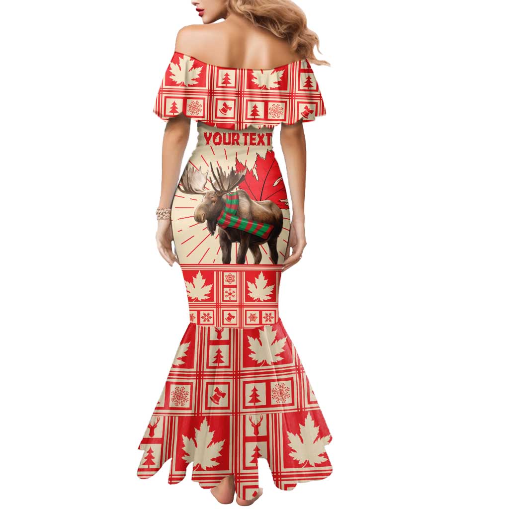 Personalized Canada Moose Mermaid Dress Maple Leaf Christmas Lightning Art - Wonder Print Shop
