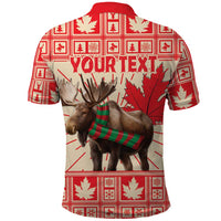 Personalized Canada Moose Polo Shirt Maple Leaf Christmas Lightning Art - Wonder Print Shop