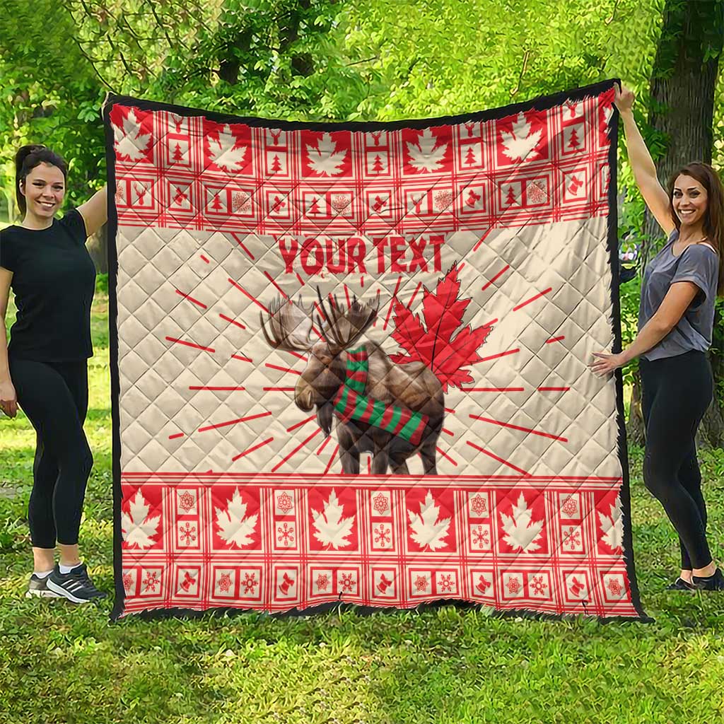 Personalized Canada Moose Quilt Maple Leaf Christmas Lightning Art - Wonder Print Shop