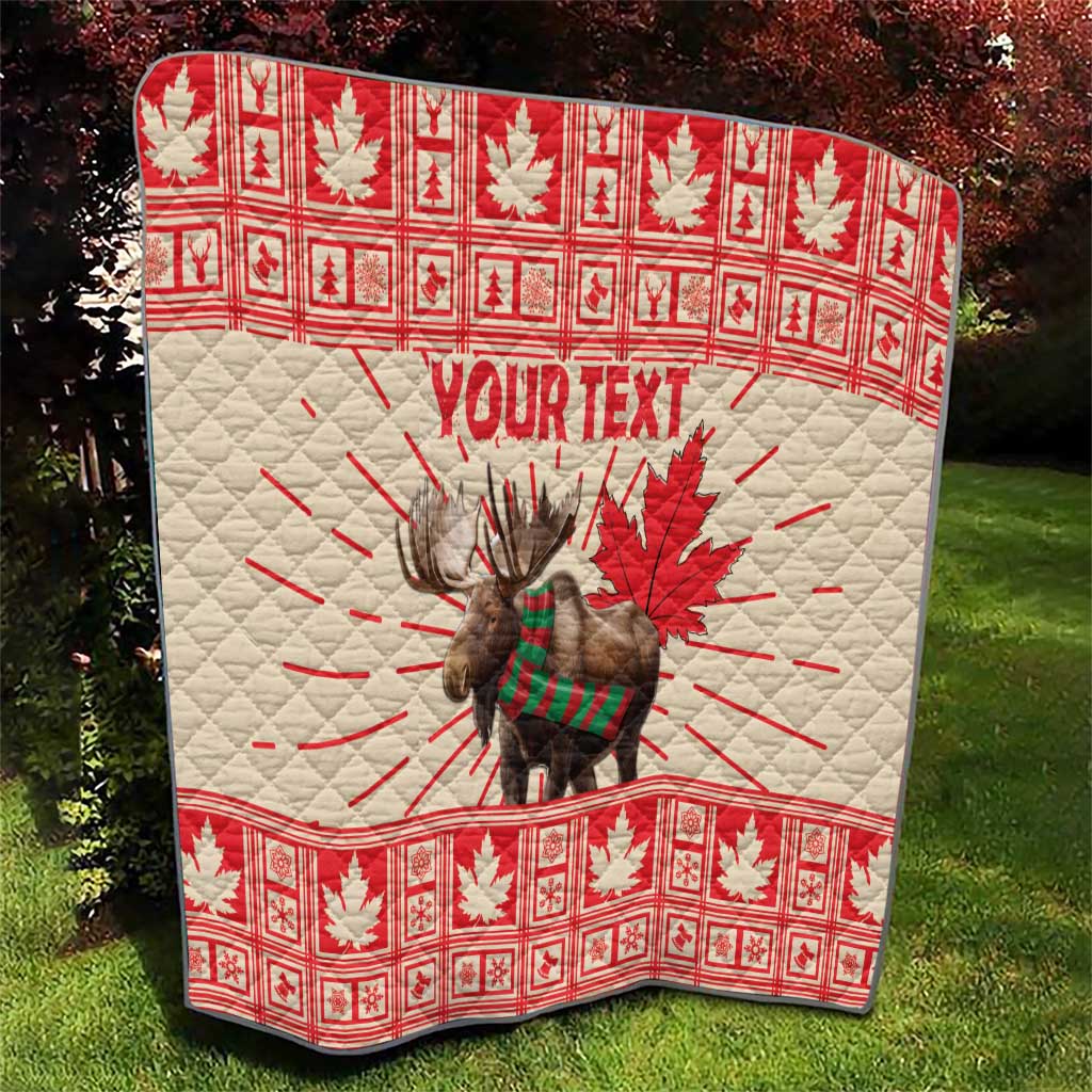 Personalized Canada Moose Quilt Maple Leaf Christmas Lightning Art - Wonder Print Shop