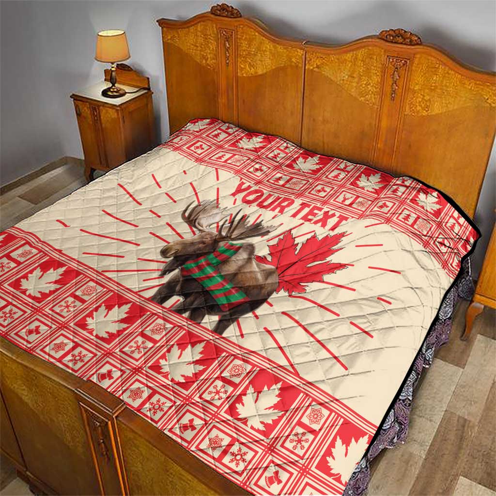 Personalized Canada Moose Quilt Maple Leaf Christmas Lightning Art - Wonder Print Shop
