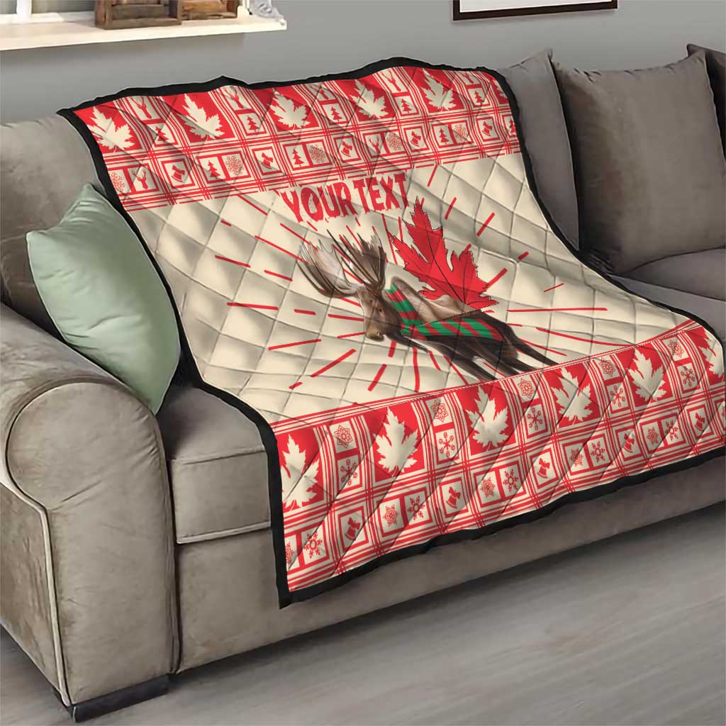 Personalized Canada Moose Quilt Maple Leaf Christmas Lightning Art - Wonder Print Shop