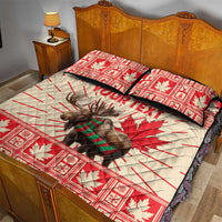 Personalized Canada Moose Quilt Bed Set Maple Leaf Christmas Lightning Art - Wonder Print Shop