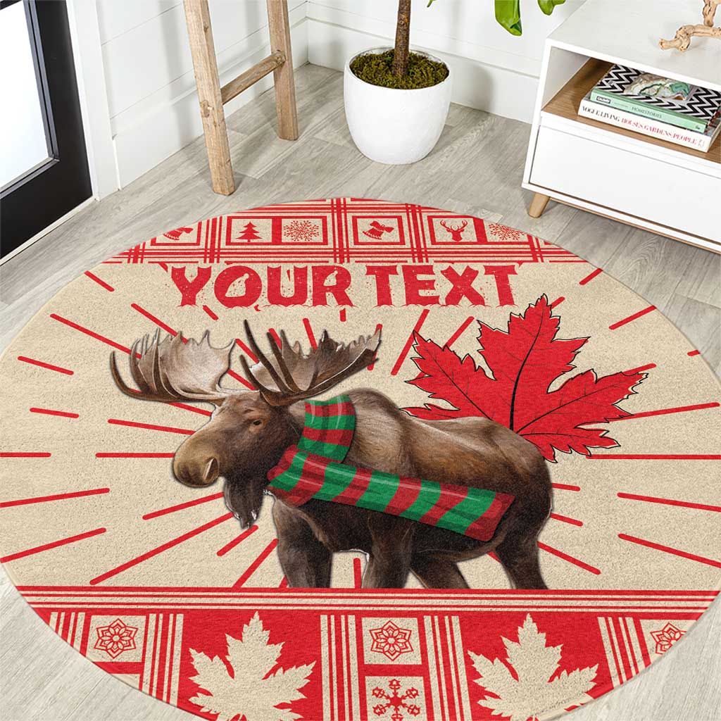 Personalized Canada Moose Round Carpet Maple Leaf Christmas Lightning Art