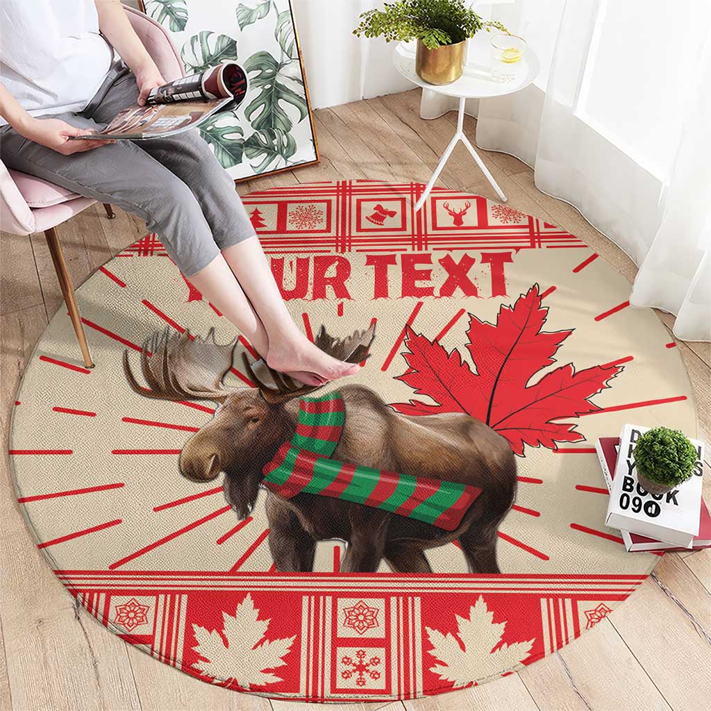 Personalized Canada Moose Round Carpet Maple Leaf Christmas Lightning Art