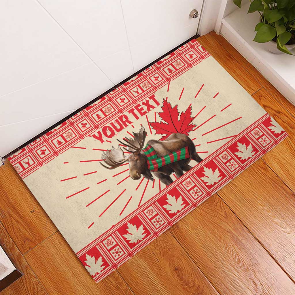 Personalized Canada Moose Rubber Doormat Maple Leaf Christmas Lightning Art - Wonder Print Shop