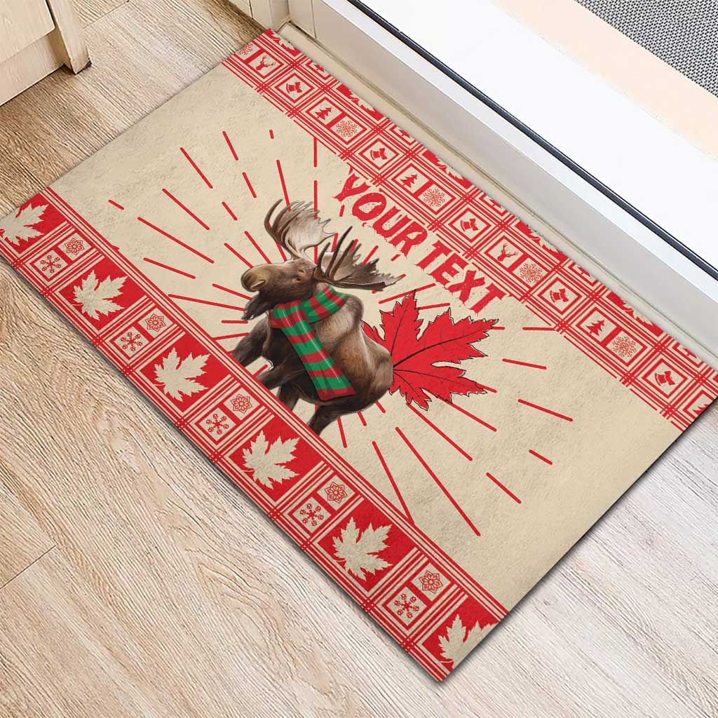 Personalized Canada Moose Rubber Doormat Maple Leaf Christmas Lightning Art - Wonder Print Shop