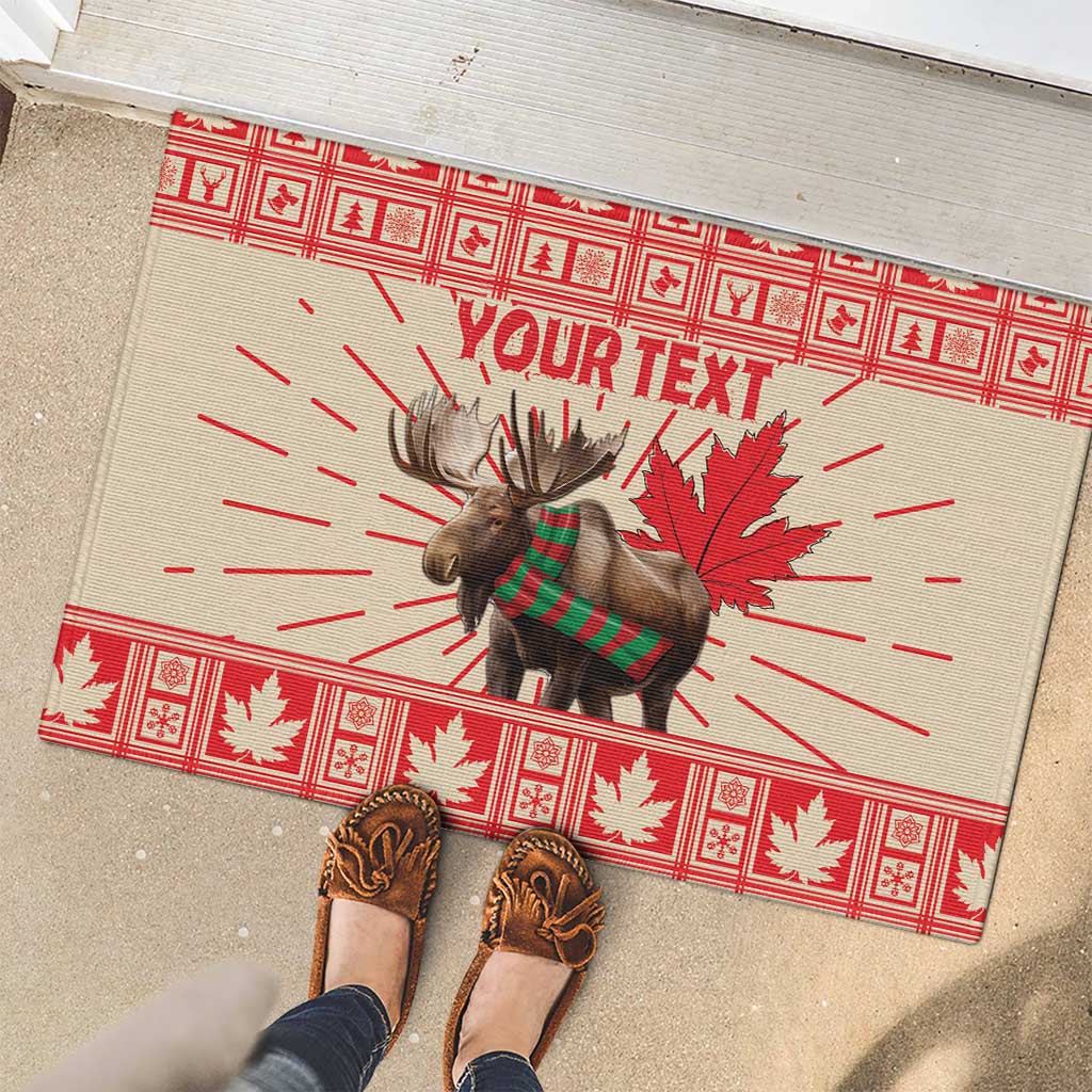Personalized Canada Moose Rubber Doormat Maple Leaf Christmas Lightning Art - Wonder Print Shop