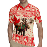 Personalized Canada Moose Rugby Jersey Maple Leaf Christmas Lightning Art - Wonder Print Shop