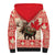 Personalized Canada Moose Sherpa Hoodie Maple Leaf Christmas Lightning Art - Wonder Print Shop