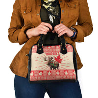 Personalized Canada Moose Shoulder Handbag Maple Leaf Christmas Lightning Art