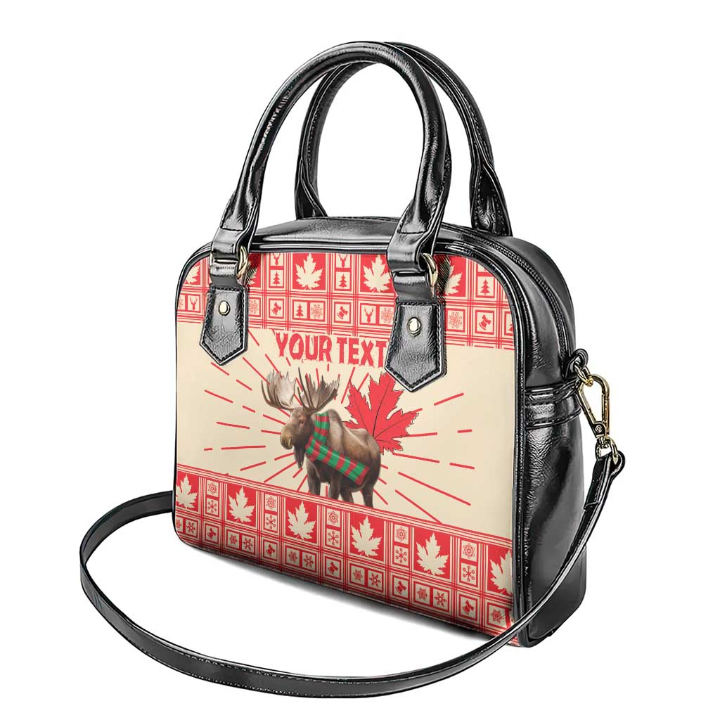 Personalized Canada Moose Shoulder Handbag Maple Leaf Christmas Lightning Art