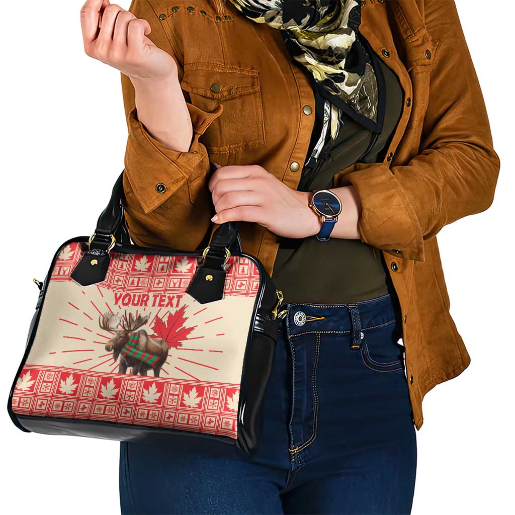Personalized Canada Moose Shoulder Handbag Maple Leaf Christmas Lightning Art