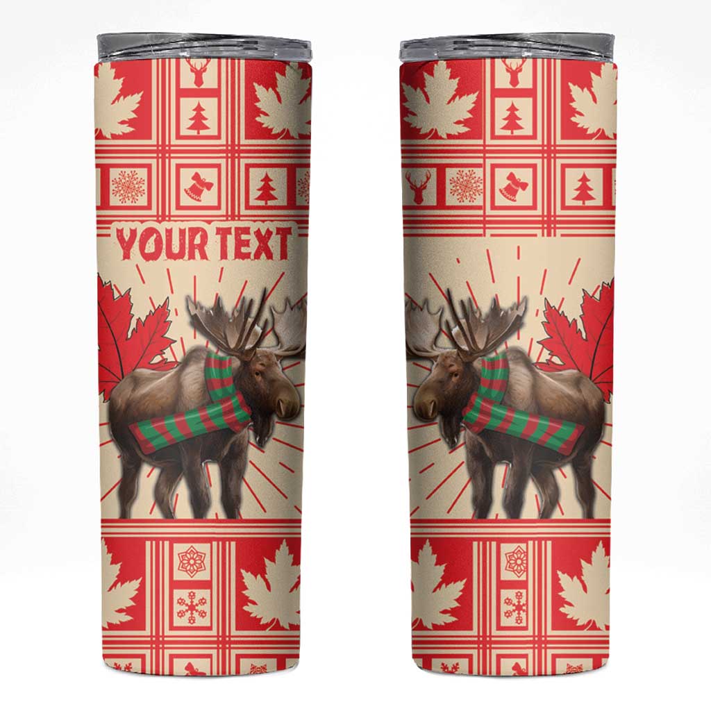 Personalized Canada Moose Skinny Tumbler Maple Leaf Christmas Lightning Art - Wonder Print Shop