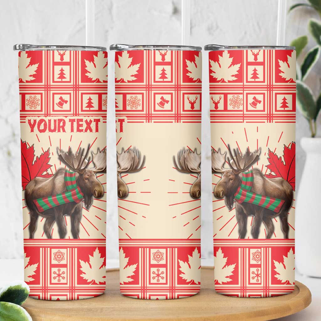 Personalized Canada Moose Skinny Tumbler Maple Leaf Christmas Lightning Art - Wonder Print Shop