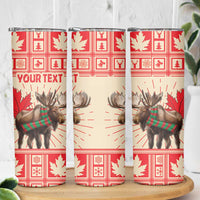 Personalized Canada Moose Skinny Tumbler Maple Leaf Christmas Lightning Art - Wonder Print Shop