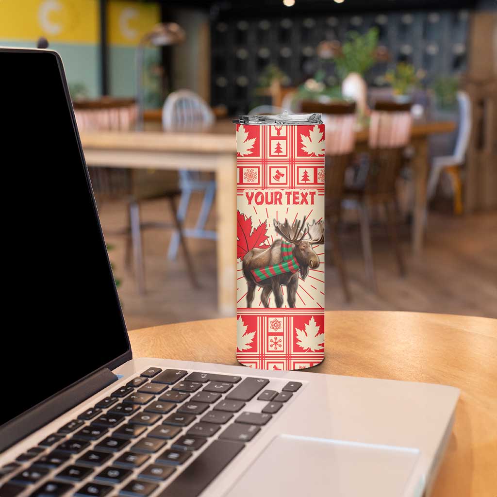Personalized Canada Moose Skinny Tumbler Maple Leaf Christmas Lightning Art - Wonder Print Shop