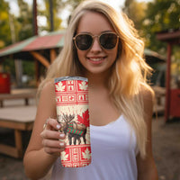 Personalized Canada Moose Skinny Tumbler Maple Leaf Christmas Lightning Art - Wonder Print Shop