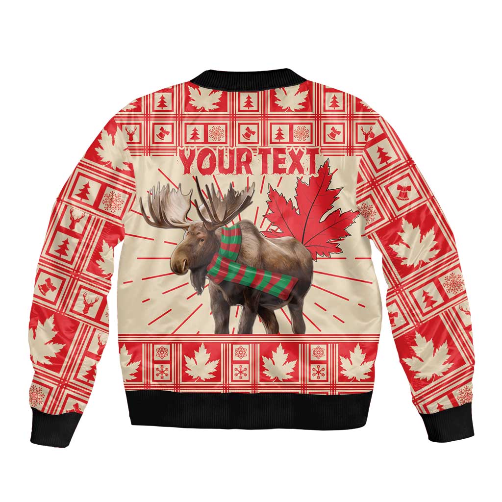Personalized Canada Moose Sleeve Zip Bomber Jacket Maple Leaf Christmas Lightning Art - Wonder Print Shop