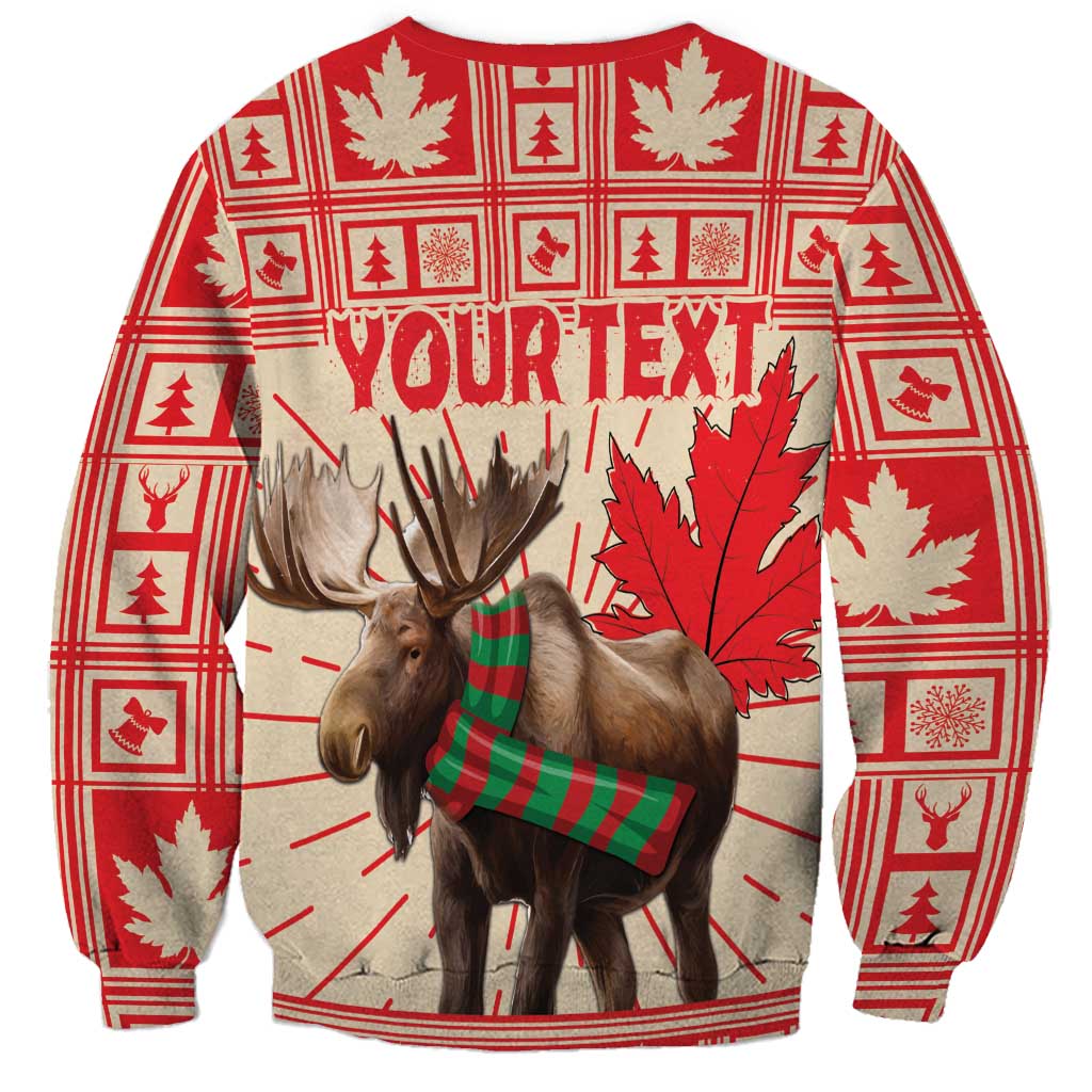 Personalized Canada Moose Sweatshirt Maple Leaf Christmas Lightning Art - Wonder Print Shop