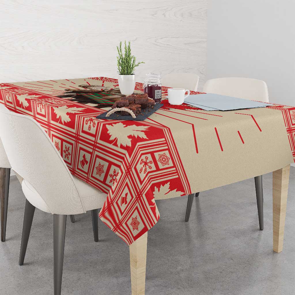 Personalized Canada Moose Tablecloth Maple Leaf Christmas Lightning Art - Wonder Print Shop