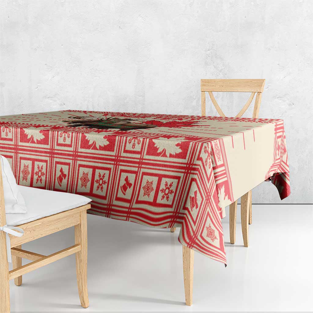 Personalized Canada Moose Tablecloth Maple Leaf Christmas Lightning Art - Wonder Print Shop