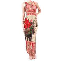 Personalized Canada Moose Tank Maxi Dress Maple Leaf Christmas Lightning Art - Wonder Print Shop