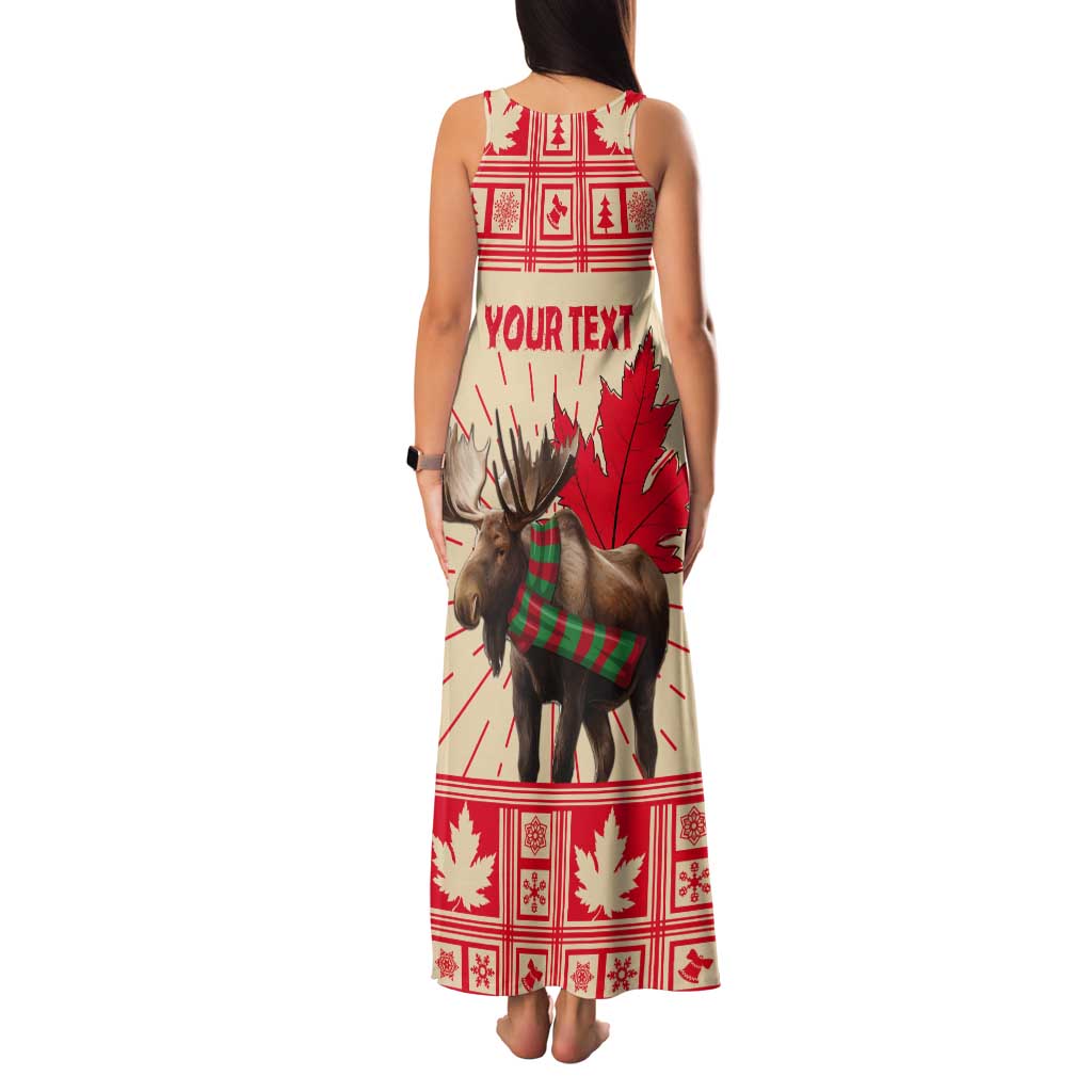Personalized Canada Moose Tank Maxi Dress Maple Leaf Christmas Lightning Art - Wonder Print Shop