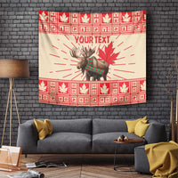 Personalized Canada Moose Tapestry Maple Leaf Christmas Lightning Art - Wonder Print Shop