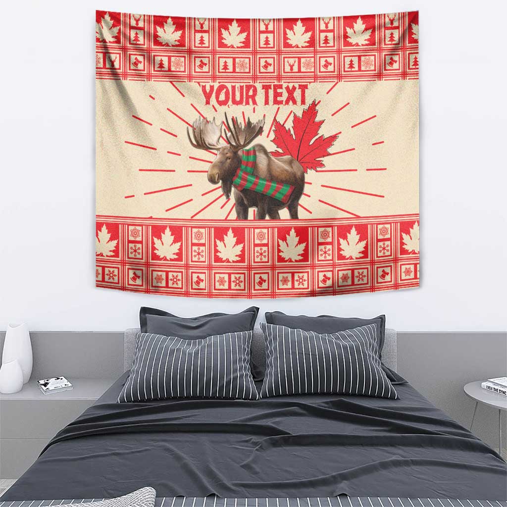 Personalized Canada Moose Tapestry Maple Leaf Christmas Lightning Art - Wonder Print Shop