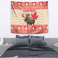 Personalized Canada Moose Tapestry Maple Leaf Christmas Lightning Art - Wonder Print Shop