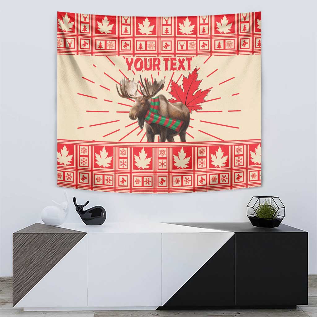 Personalized Canada Moose Tapestry Maple Leaf Christmas Lightning Art - Wonder Print Shop
