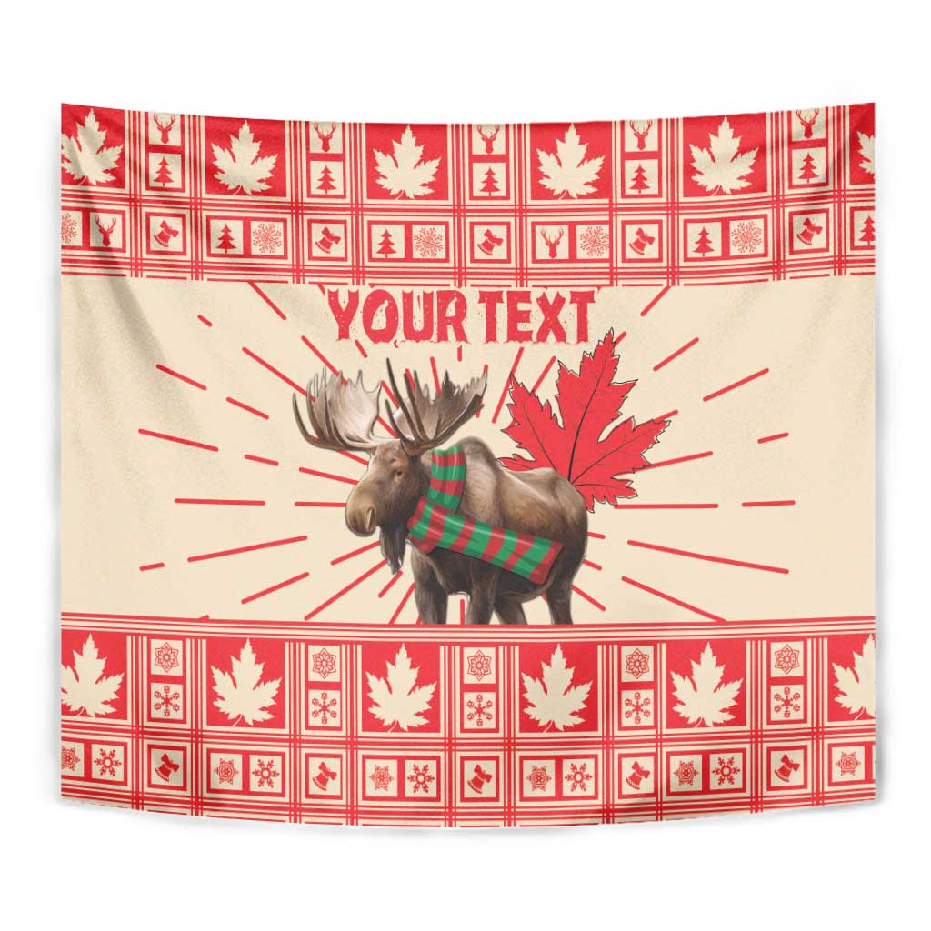 Personalized Canada Moose Tapestry Maple Leaf Christmas Lightning Art - Wonder Print Shop