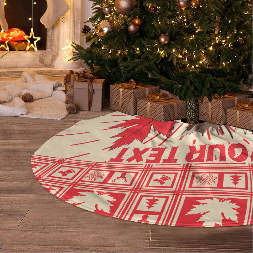 Personalized Canada Moose Tree Skirt Maple Leaf Christmas Lightning Art - Wonder Print Shop