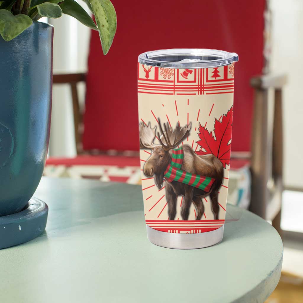 Personalized Canada Moose Tumbler Cup Maple Leaf Christmas Lightning Art - Wonder Print Shop