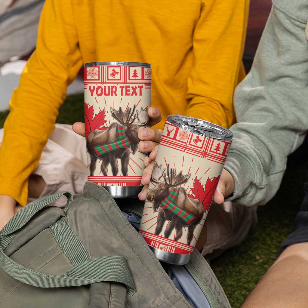 Personalized Canada Moose Tumbler Cup Maple Leaf Christmas Lightning Art - Wonder Print Shop